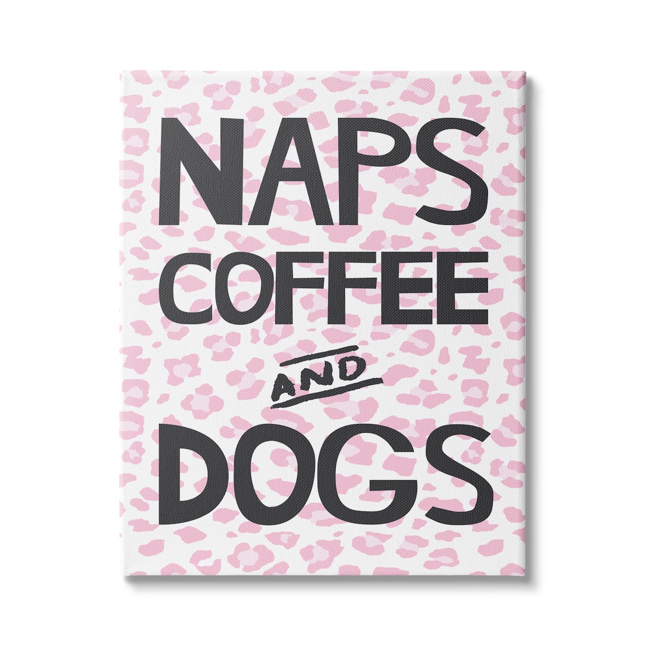 Stupell Industries Naps Coffee Dogs Daily Essentials Pink Cheetah Print Canvas Wall Art